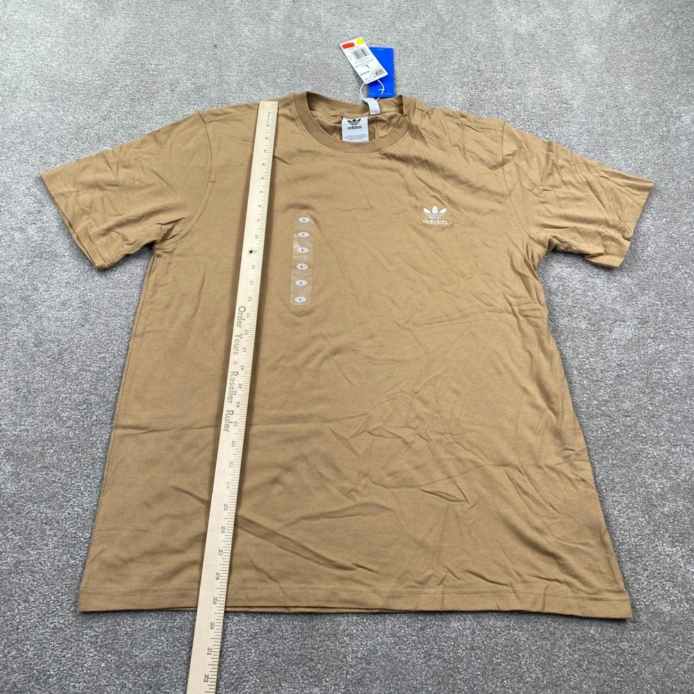 Adidas Trefoil Essential Tee Mens Large Cardboard Tan Embroidered Logo JX2824